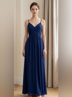 Classic Dark Navy Spaghetti Strap Maxi Dress By Simply